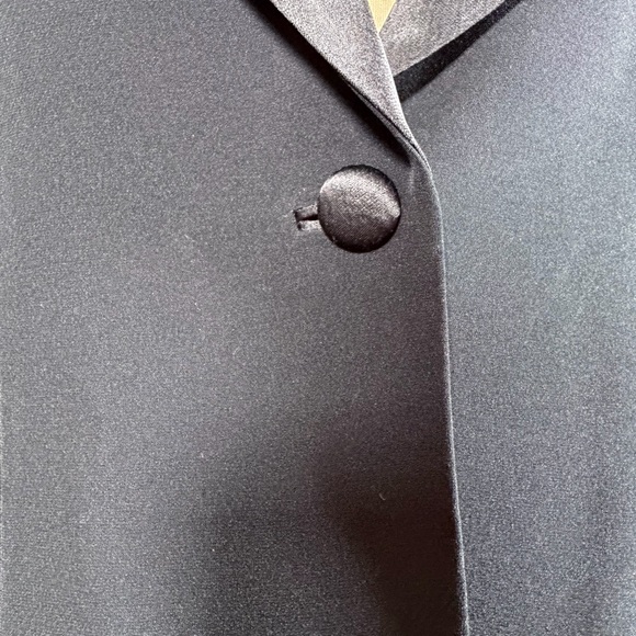 Vintage Jones New York Evening Black Satin Lapel Blazer Jacket 10P - Picture 6 of 11